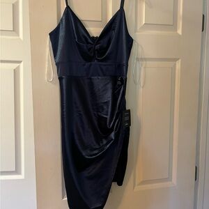 Lulu's Midnight Blue Satin Gown